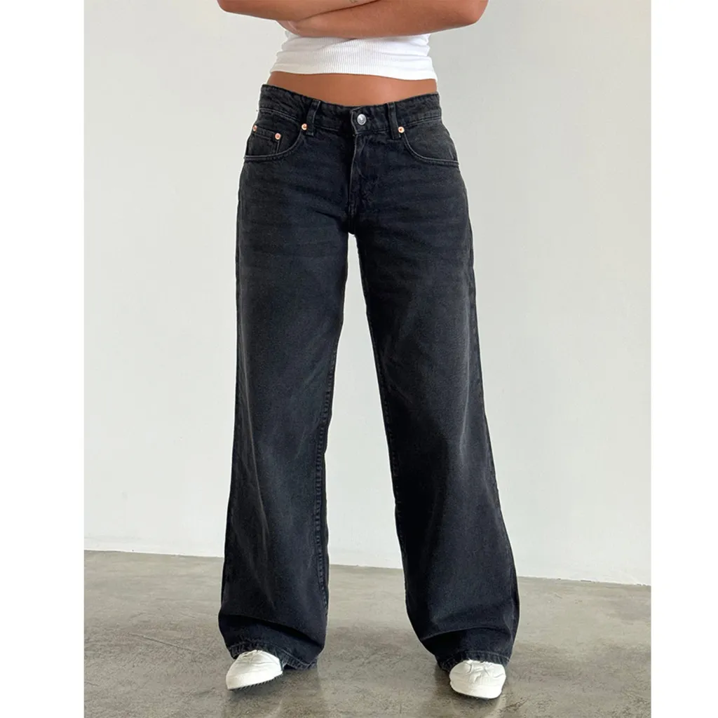 Women's American-style Vintage Straight-leg Jeans - Black