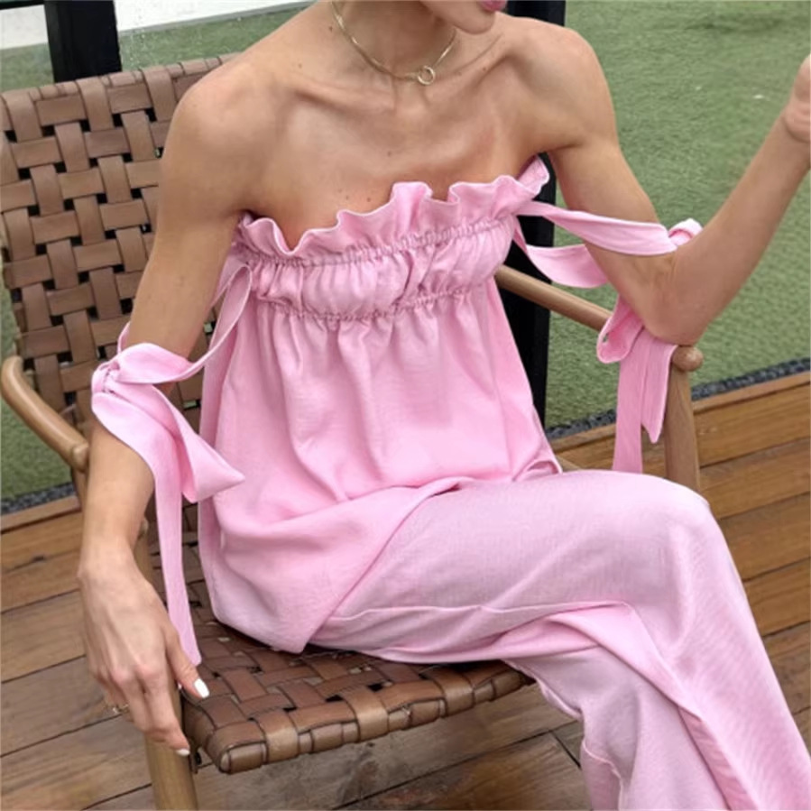 Casual Sweet Womens Two-piece Outfit Set