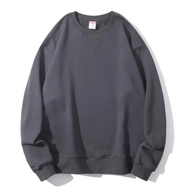 Cotton Heavy Terry Round Neck Men's Sweater Inverted Triangle Gray - Shop at LoveMi