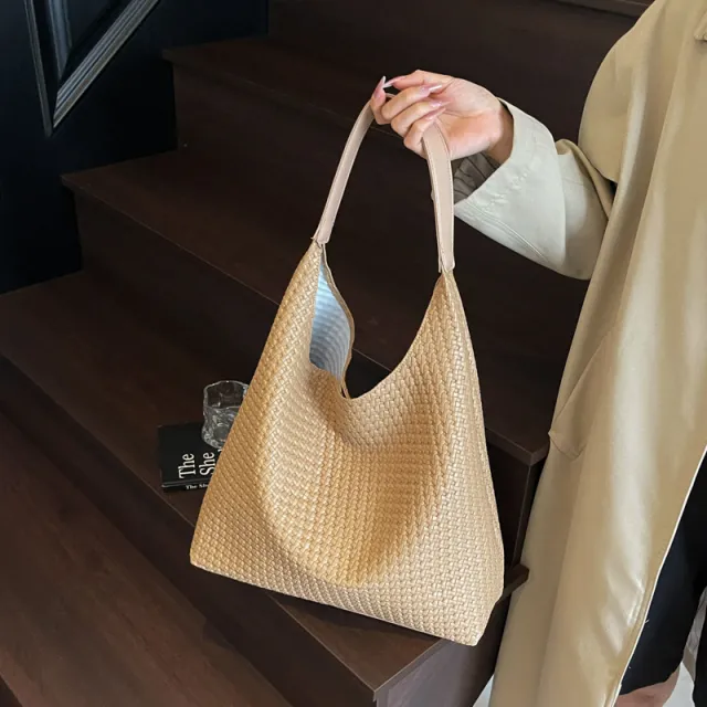 Retro High grade Women's Woven Tote Bag Apricot - Shop at LoveMi