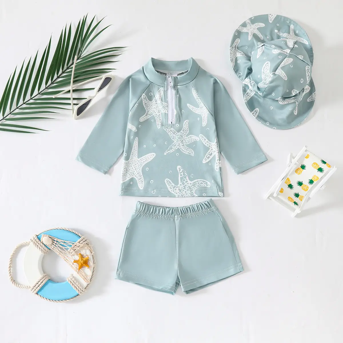 Baby Quick-drying Swimsuit Jumpsuit Hat 2-piece Set