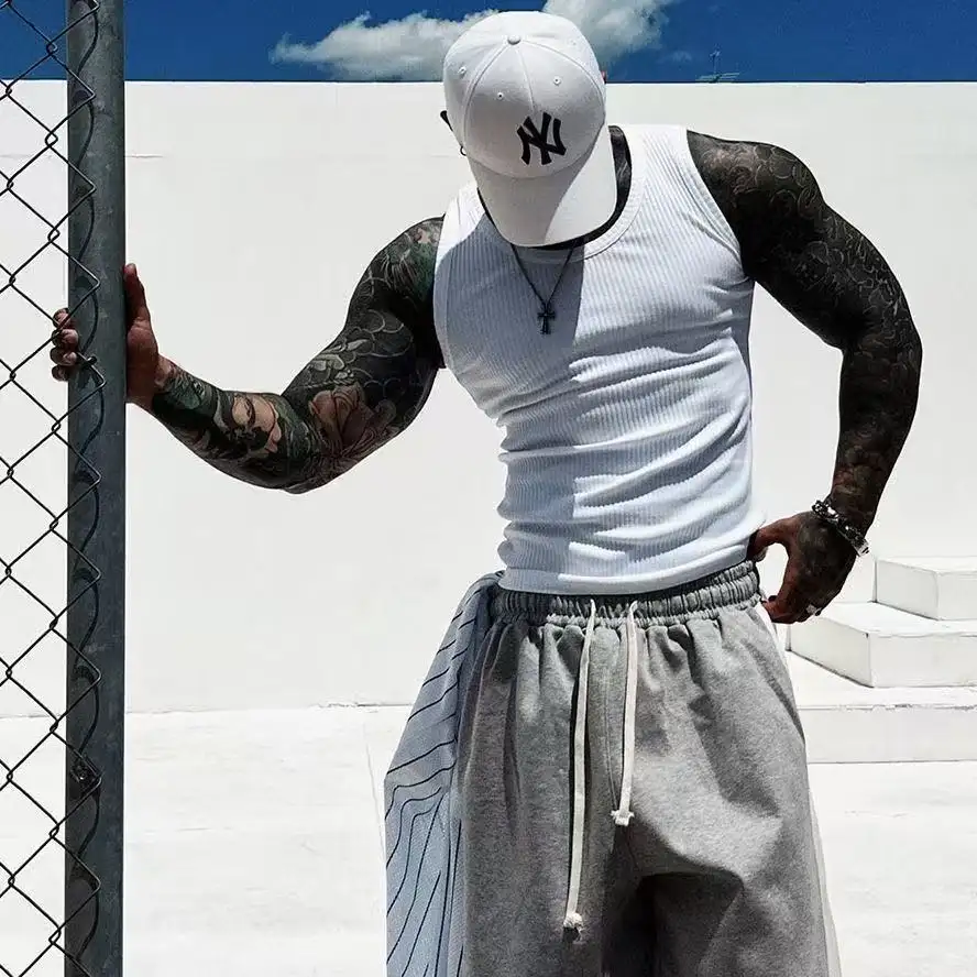 Mens Casual Ribbed Sleeveless Top