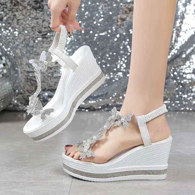 Women's Wedge Peep Toe Sandals White - Shop at LoveMi