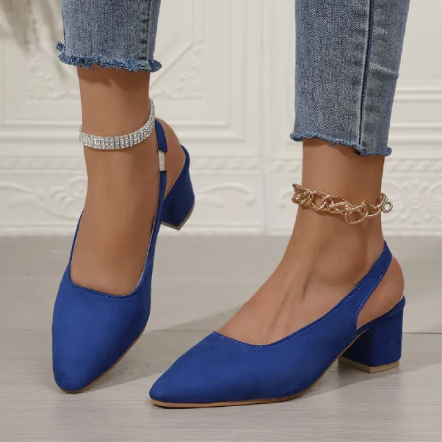 Pointed Toe Elegant High Heel Leopard Print Plus Size Women's Sandals Blue - Shop at LoveMi