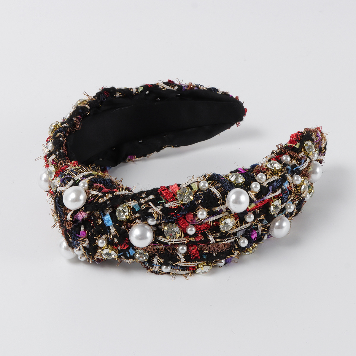 Vintage Fabric Rhinestone Pearl Headband
