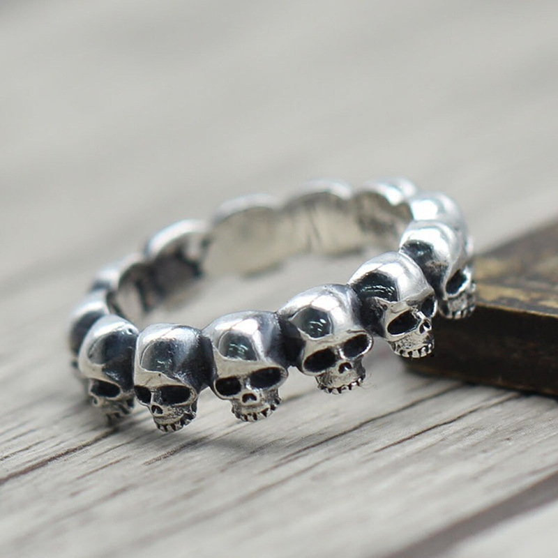 Vintage Distressed-style Personalized Skull Ring