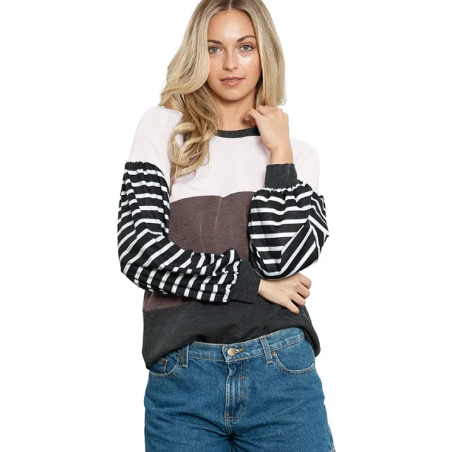 Striped Splicing Knitwear Women's Long Sleeve Lc25123051 Color Xl - Shop at LoveMi
