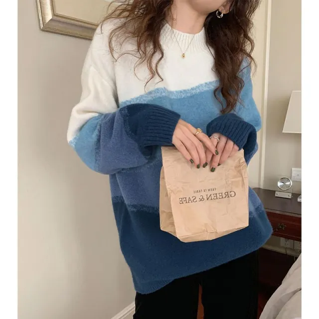 Autumn And Winter New Niche Design Casual Sweater Blue - Shop at LoveMi