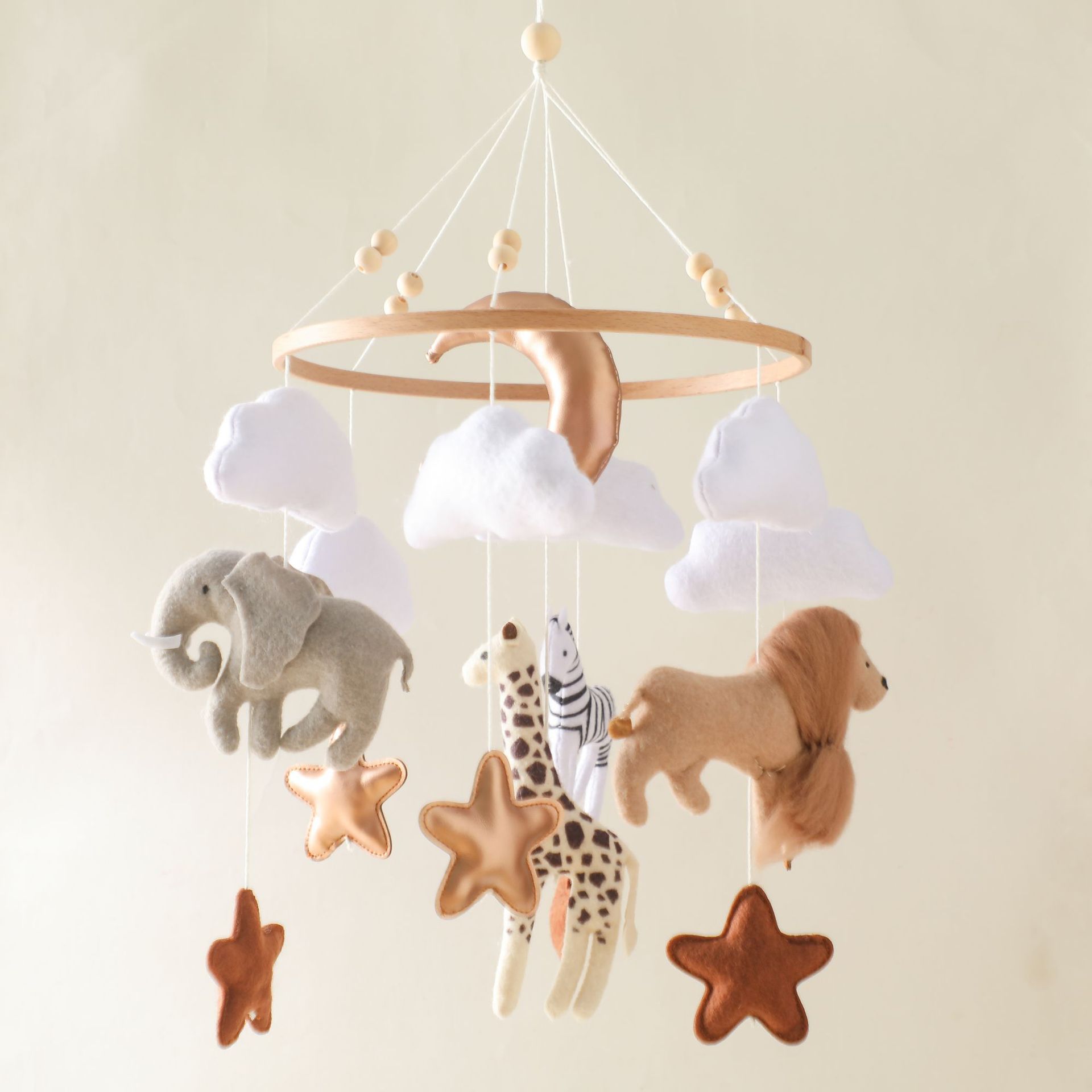 Room Hand-eye Coordination Decoration Wind Chimes Crib Felt Forest Animal Cloud Moon Bed Bell