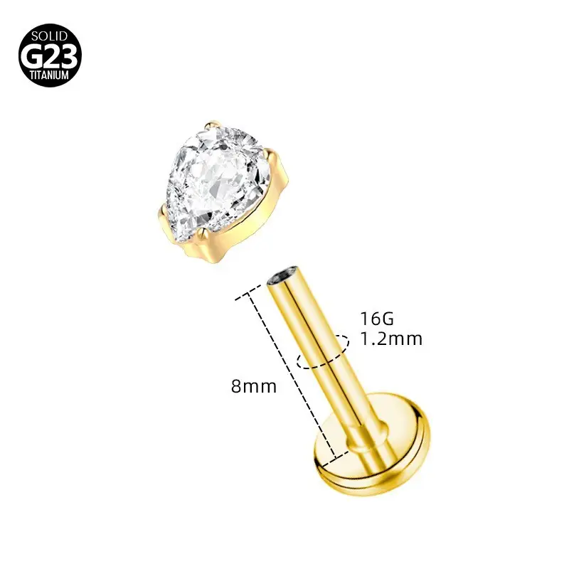 European And American G23 Titanium Alloy Stud Earrings Zircon