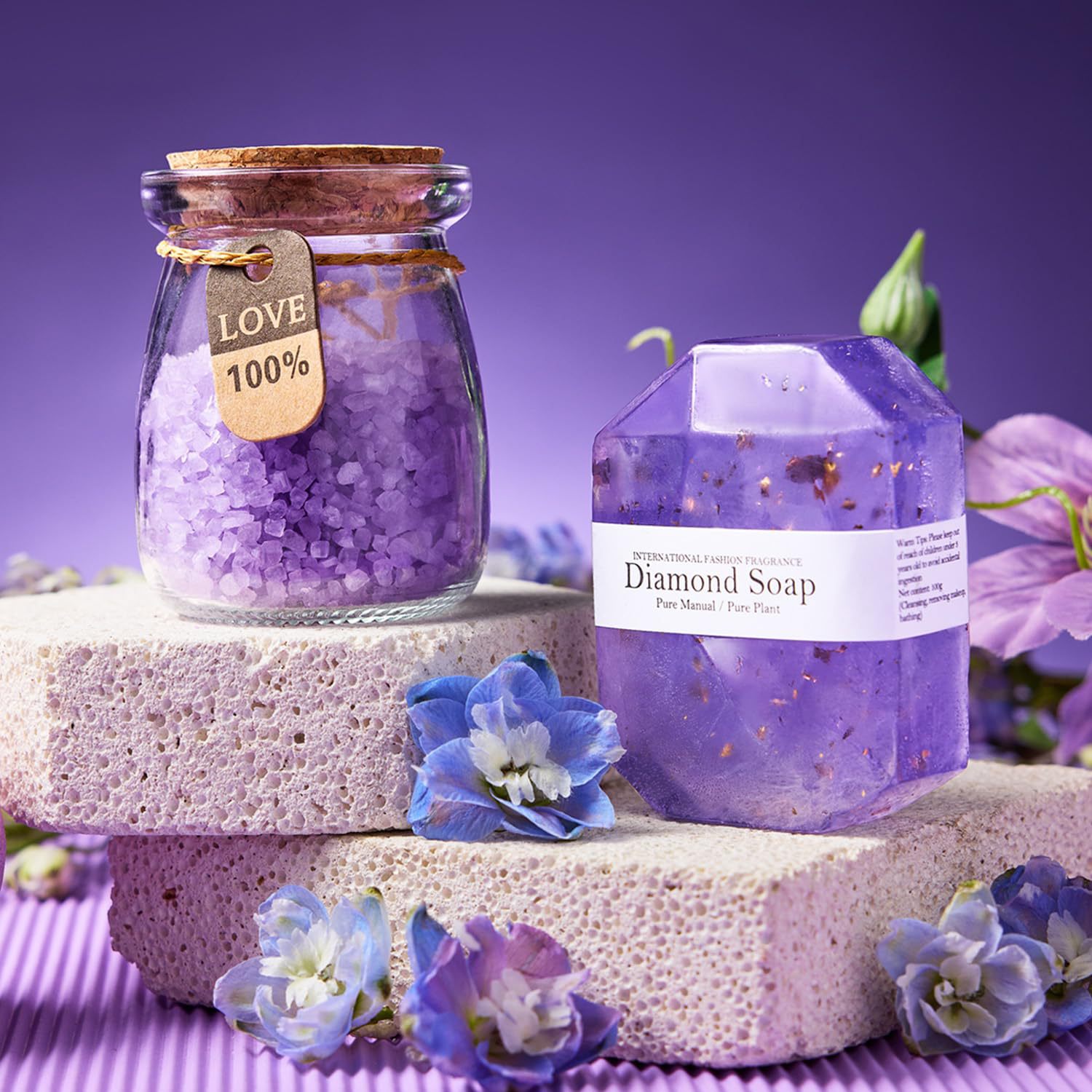 Bath Set with Water Bottle, Sleep Mask and Candle