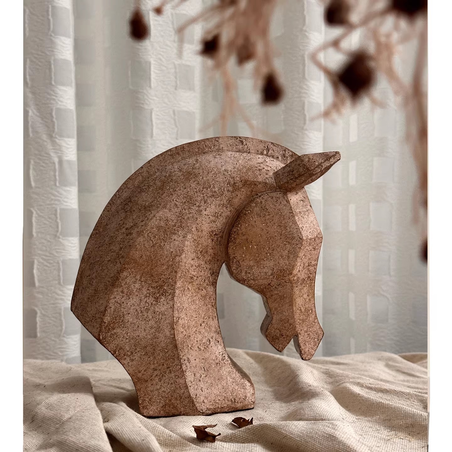 Mid-century Wabi-Sabi Style Abstract Art Distressed Horse Ornament