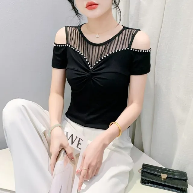 Fashion Sexy Off shoulder T shirt Women's Summer Black - Shop at LoveMi