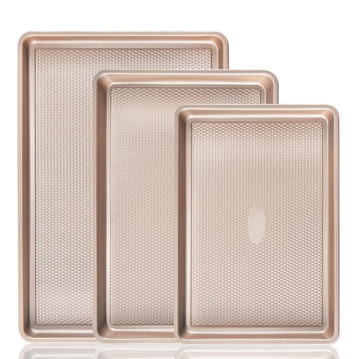 Heavy Steel Black And Golden Baking Tray Three-piece Diamond Pattern