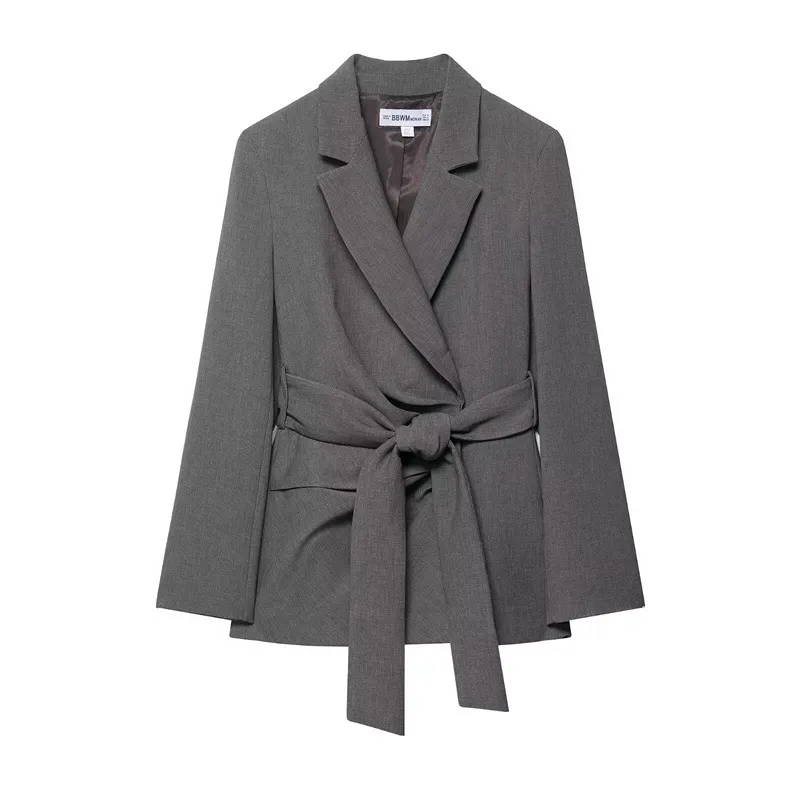 With Padded Shoulder Belt Suit Jacket Bloomers Suit - Picture Color Top-Xs