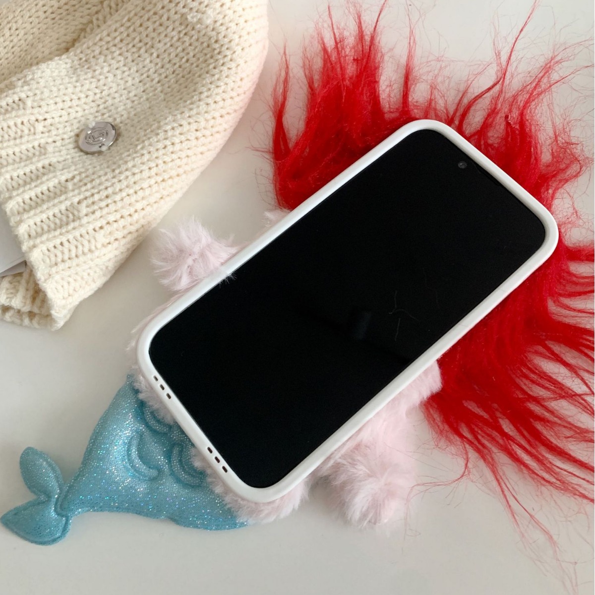 Plush Funny Puffed-Up Mermaid Drop-Proof Phone Case