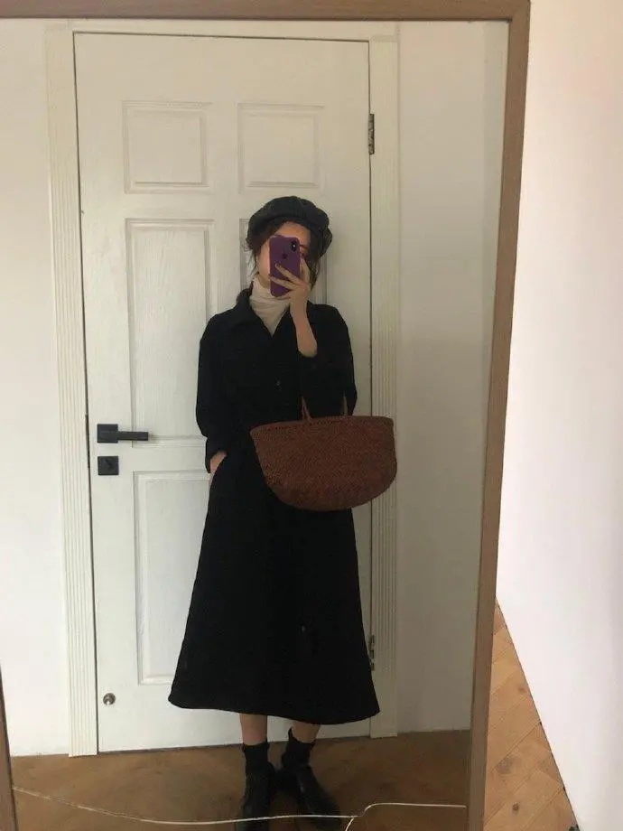 Korean-style Student Shirt Dress Womens Waist-cinching Dress