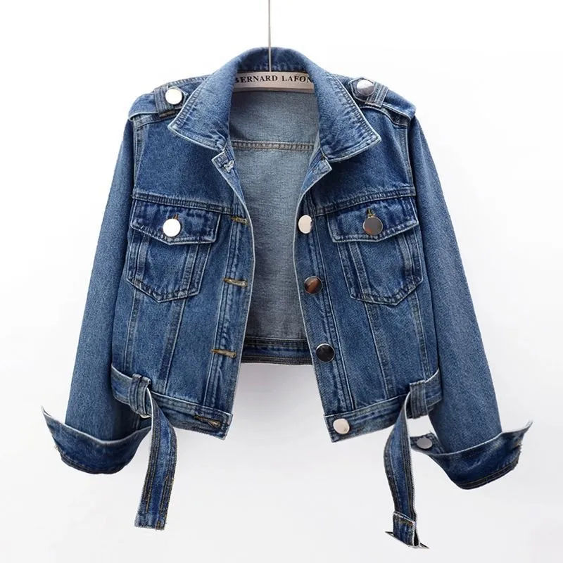 Short Sports Cotton Denim Coat - Blue