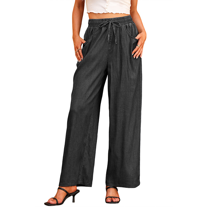 New Summer Women's Wide Leg Jeans European And American High Waist Can Be Worn Outside Trousers Loose Trousers Black - Shop at LoveMi