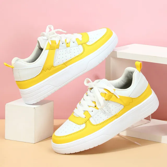 Couple Platform Sneakers Soft Bottom Comfortable Yellow - Shop at LoveMi