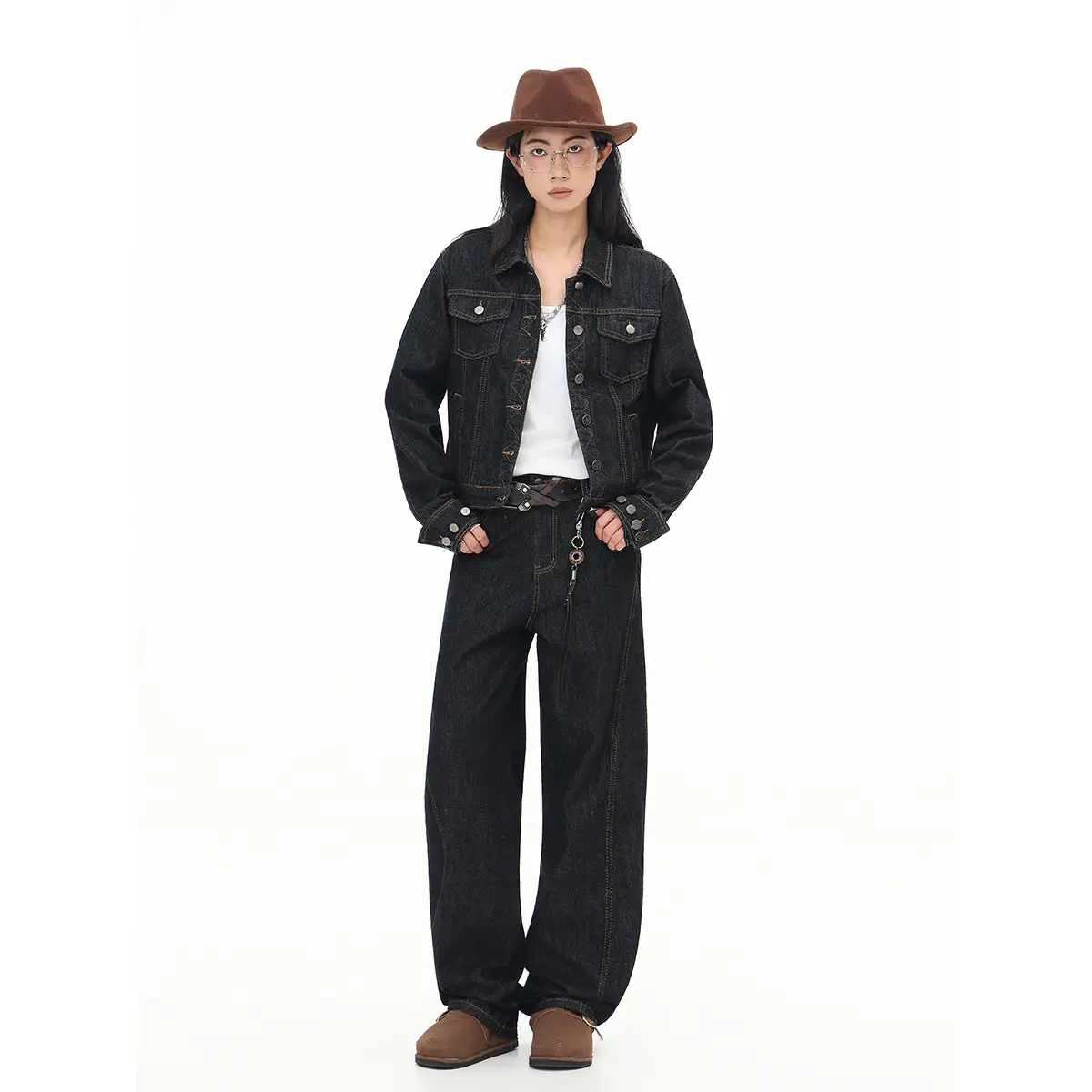 Spring And Autumn American Retro Black Jeans For Women