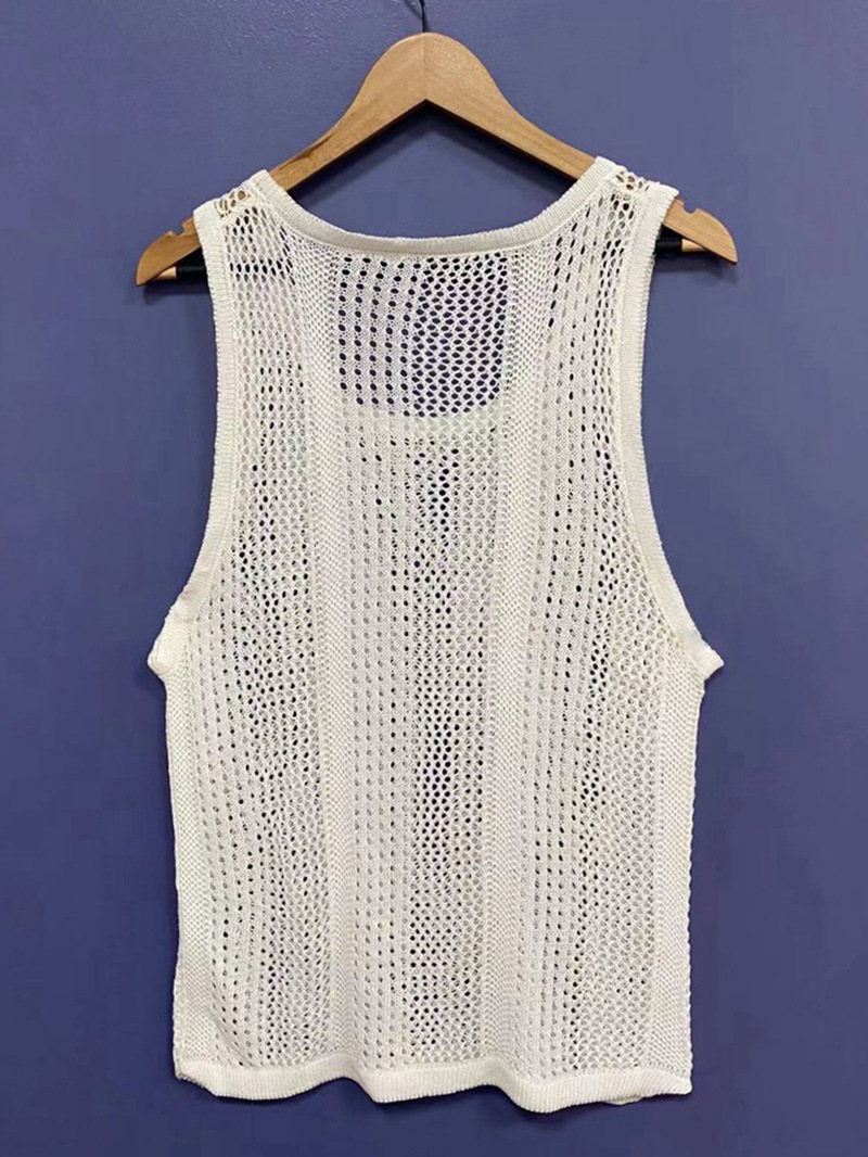 Title 7, Summer Sexy Sleeveless Knit Vest White Breathab...