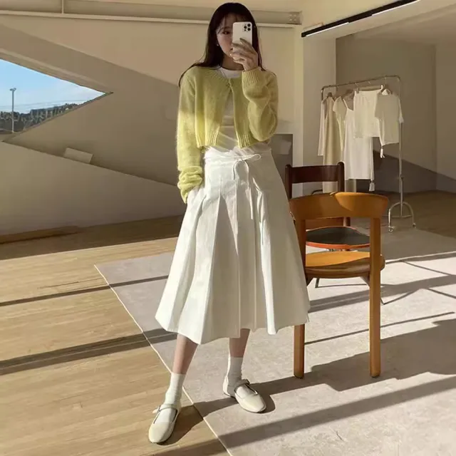 Socialite Style Short Temperamental Wool Knit Cardigan Yellow - Shop at LoveMi