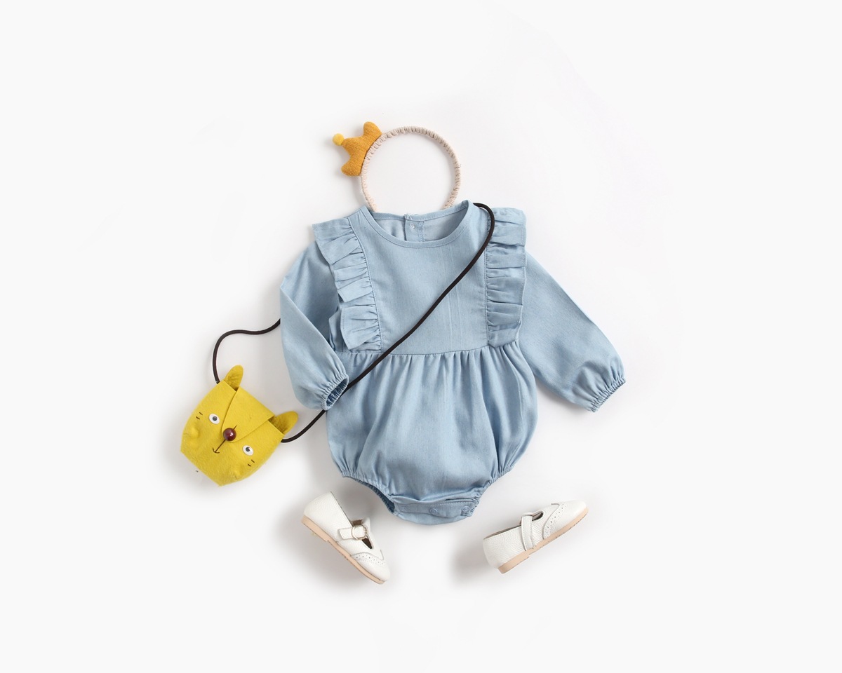 Title 1, Baby denim romper met wikkeldesign en anti-wind...