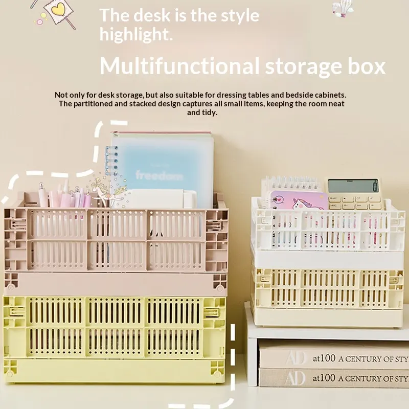 Desktop Storage Box, Foldable Basket