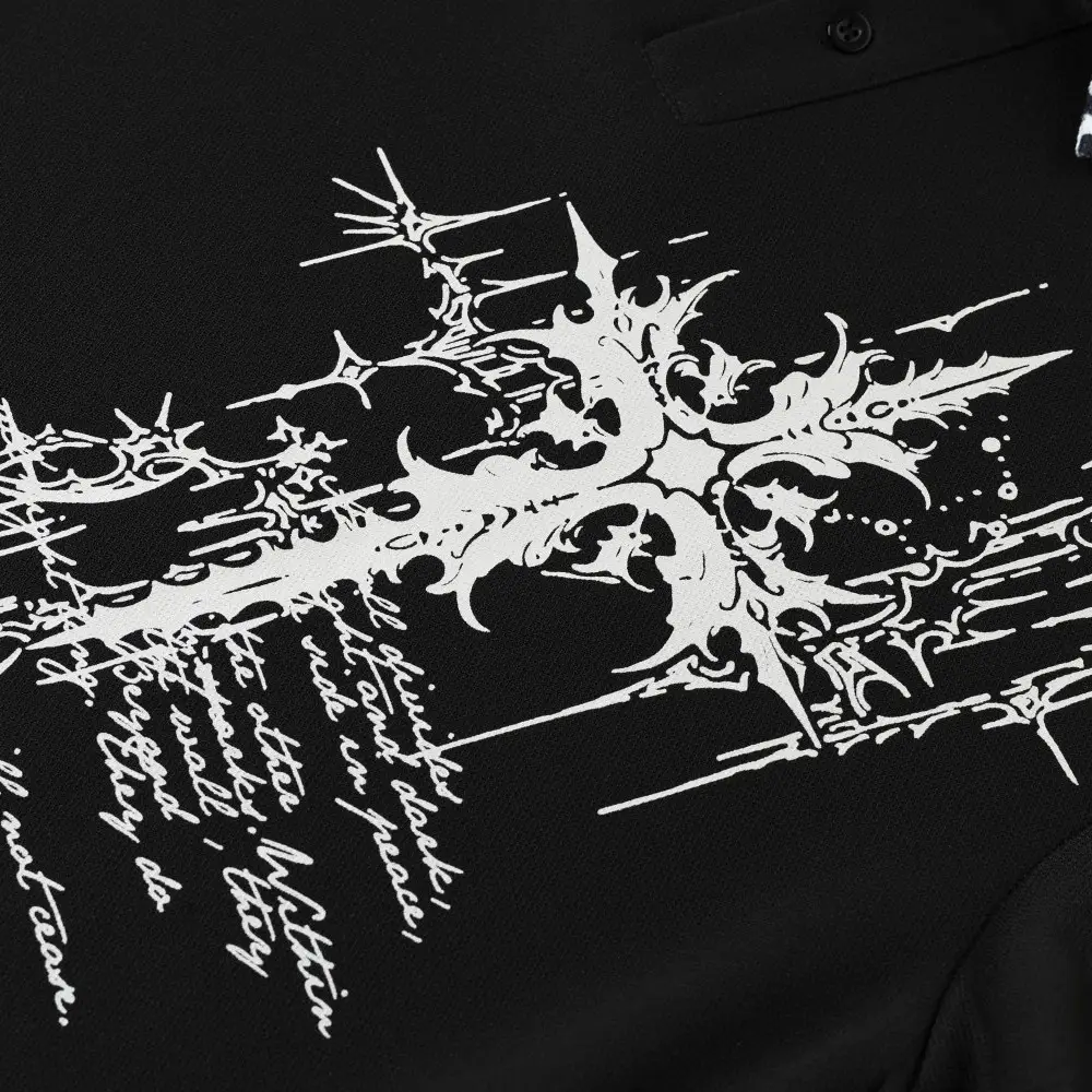 Graffiti Leopard-print Lapel Short-sleeve T-shirt For Men