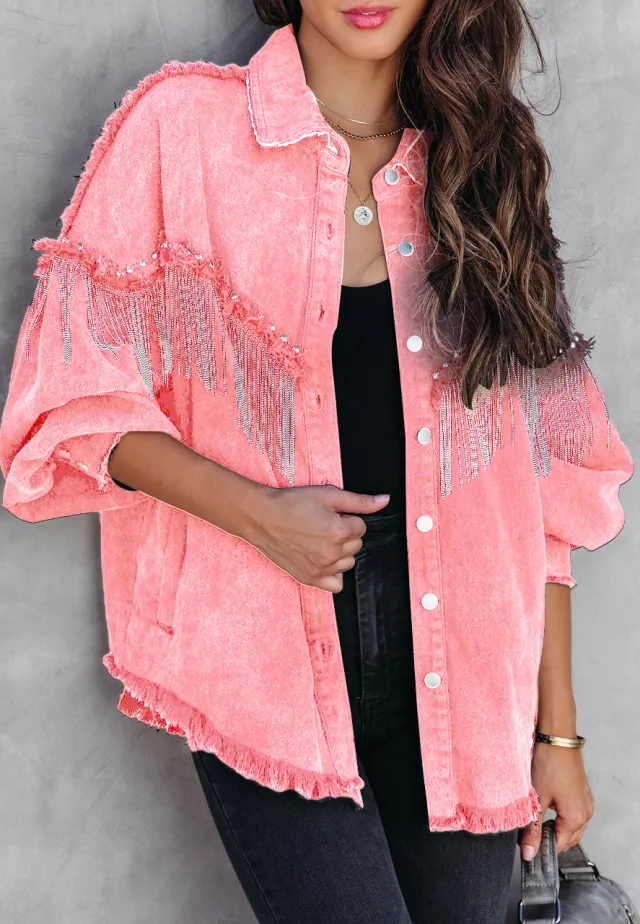 Heavy Industry Ins Style Chain Rivet Street Fashion Single breasted Coat 641 Pink - Shop at LoveMi