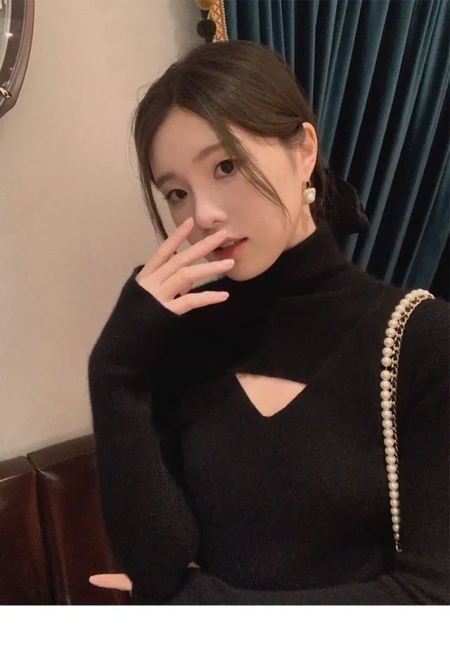 Women's Spring Autumn Underwear Turtleneck Slim Top Black - Shop at LoveMi