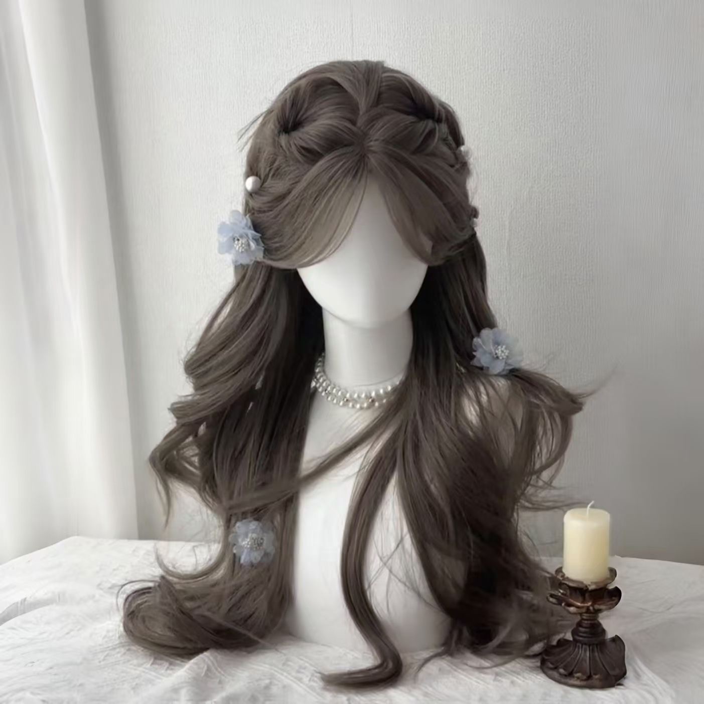 High-end Chic Large-curl Bob With A Few-strand Fringefaux Hairpiece