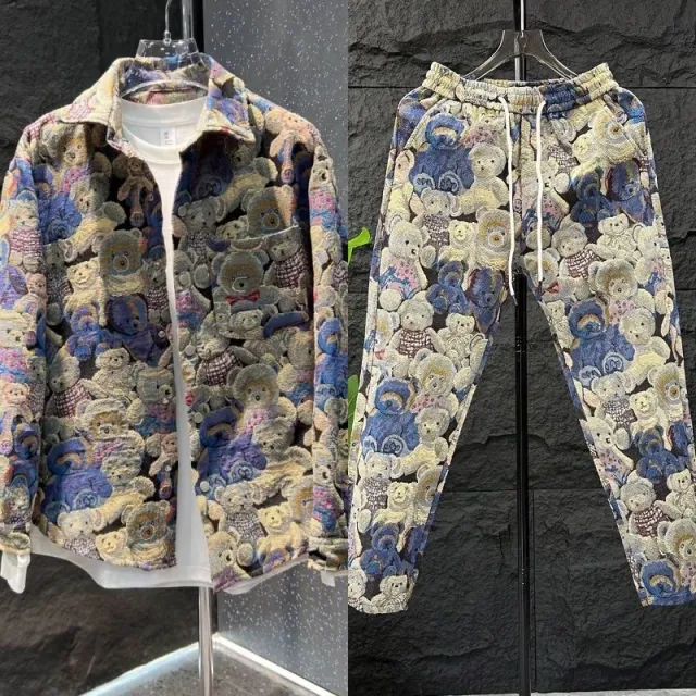 Jacquard Bear Slimming Coat Pants Suit Bear Suit - Shop at LoveMi
