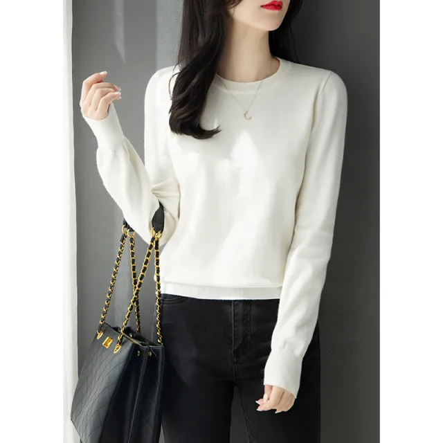 Autumn And Winter Half High Collar Loose Knitted Bottoming Shirt Sweater For Women White - Shop at LoveMi