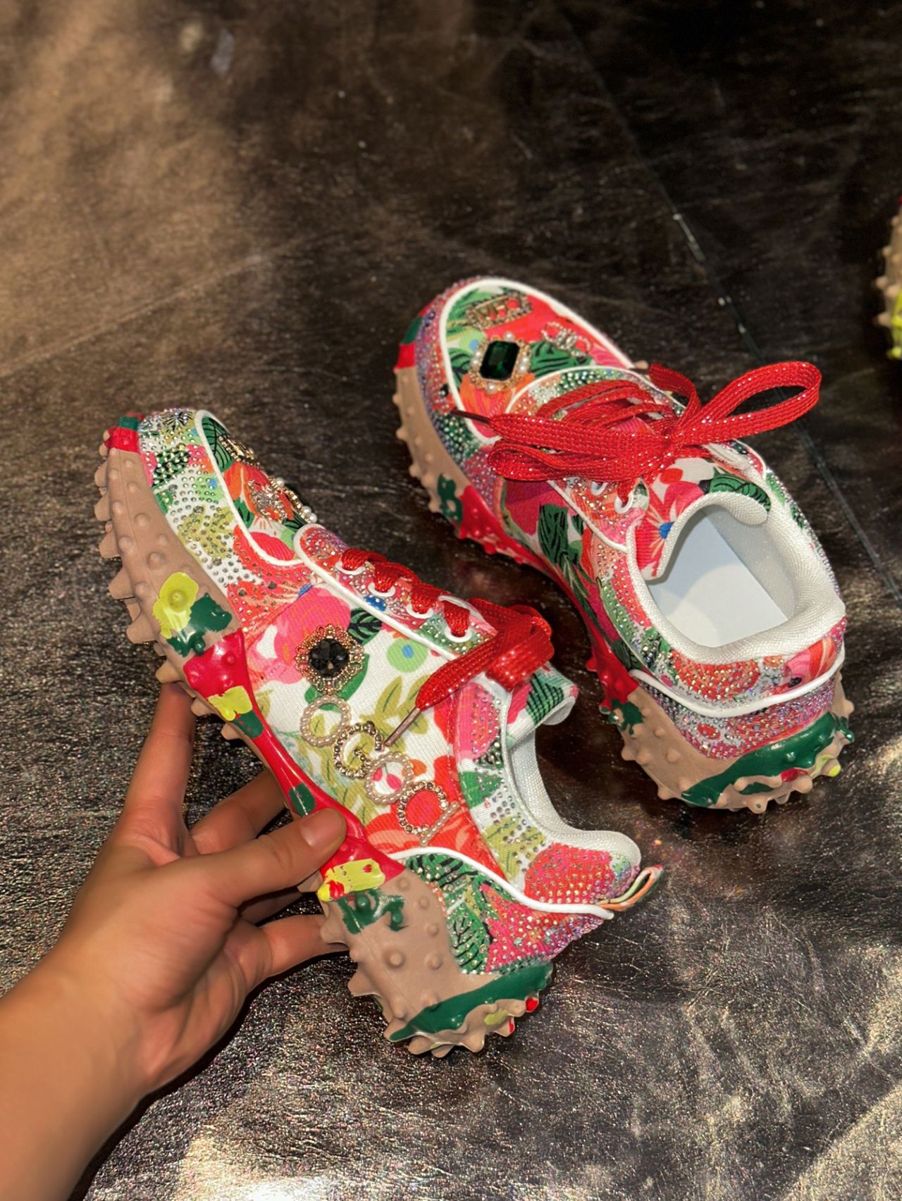 Women's Rhinestone Durian Shoes Casual Sneakers — sole detail 6