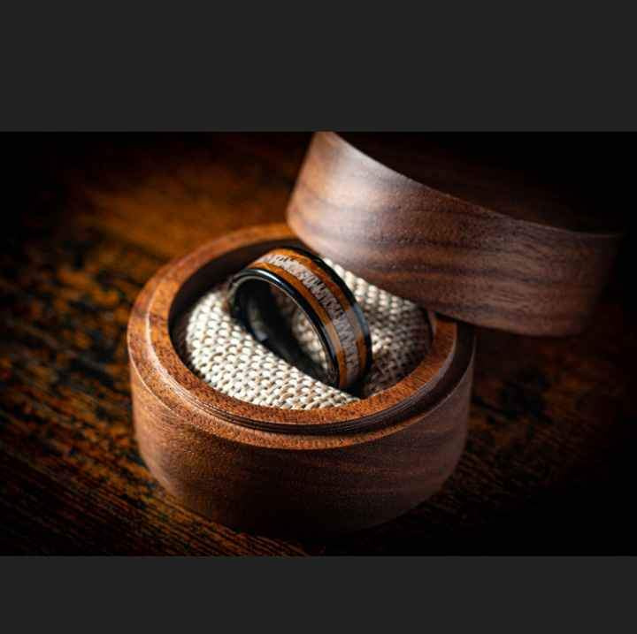 Stainless Steel Ring Wood Fossil European And American