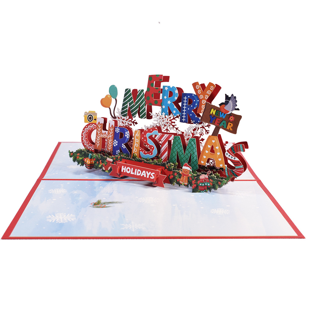 Holiday Greetings New Creative 3D Stereoscopic Greeting Cards