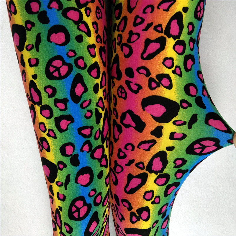 Title 6, Leggings femininas com estampa de leopardo neon...