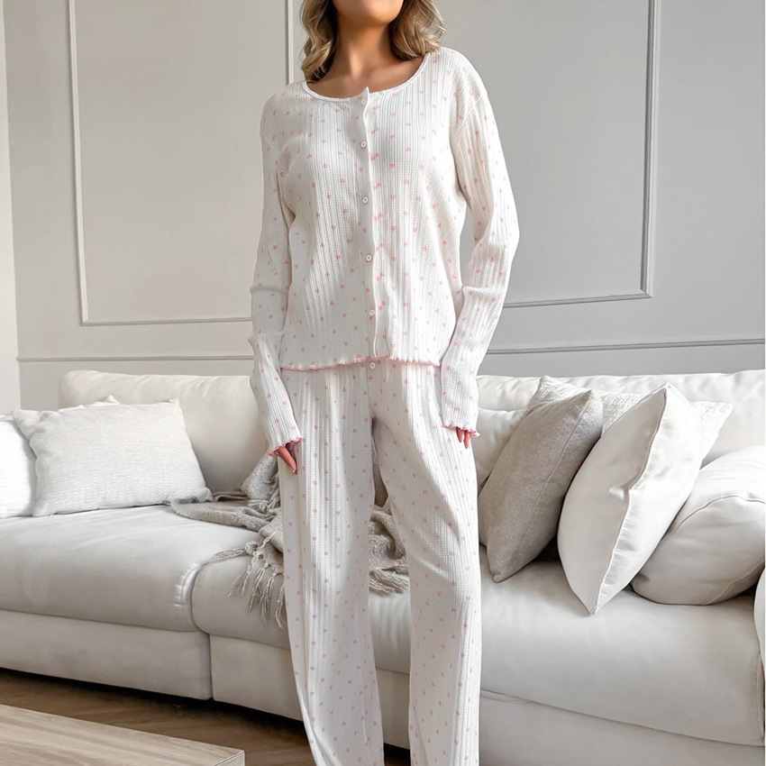 Cotton-polyester Comfortable And Soft Long-sleeve Pajama Pants