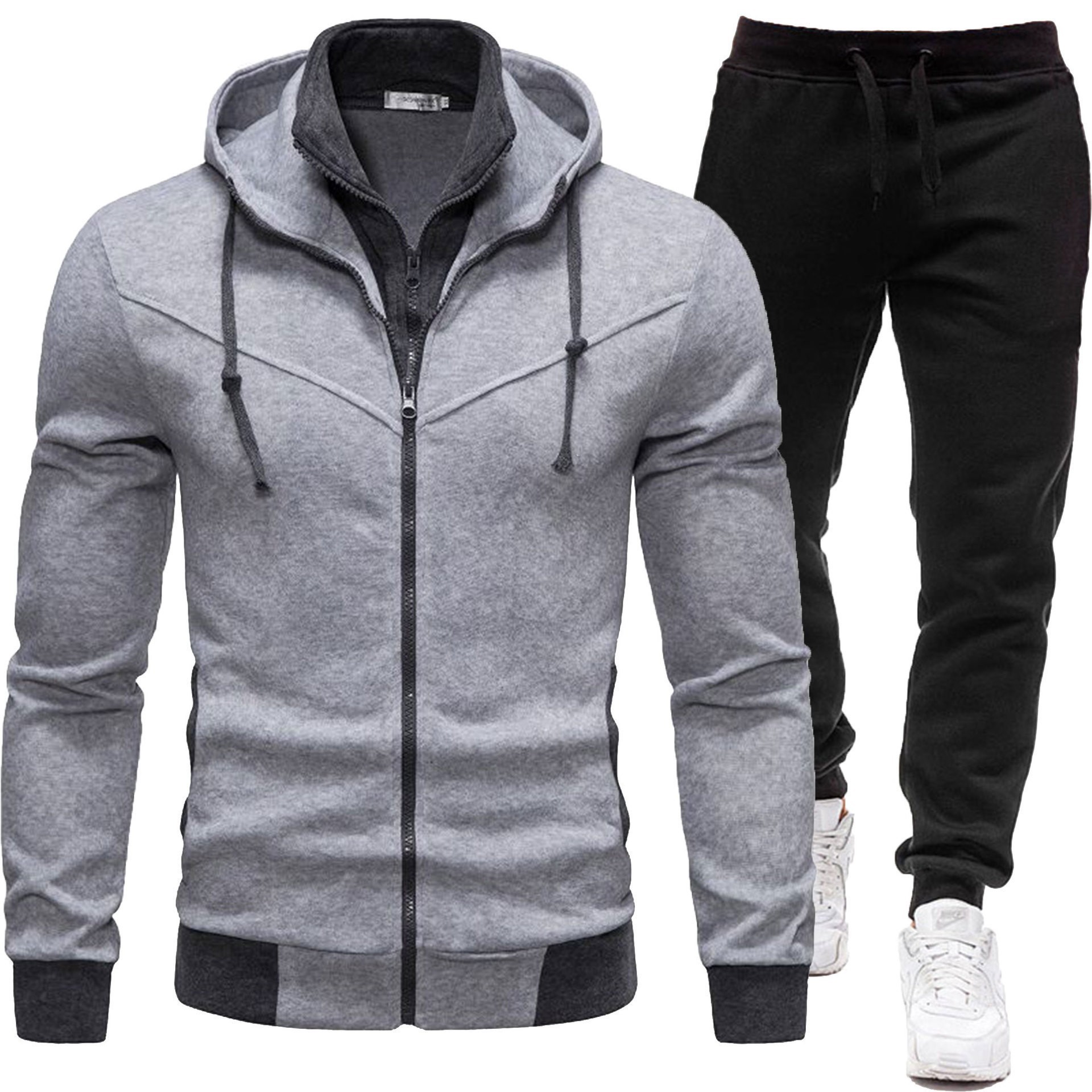 Sport-Style Patchwork Jacket And Casual Long-Sleeve Pants