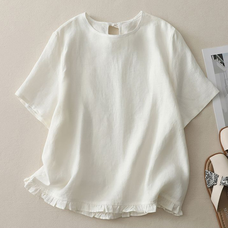 Artistic Retro Hollow-Out Back Casual Short-Sleeve