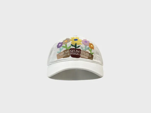 Embroidered Five Pots Flower Baseball Cap Female Soft Peaked Cap White - Shop at LoveMi