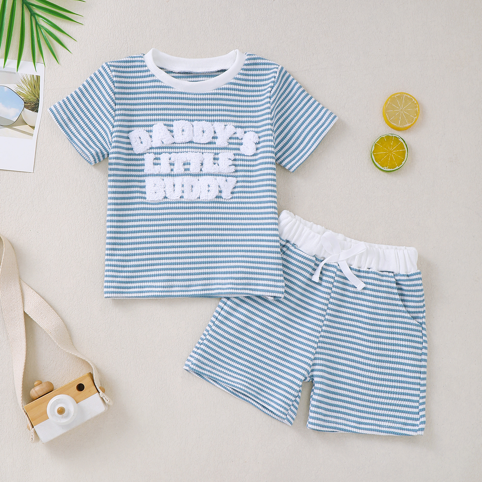 Embroidered Short-sleeve Hoodie And Shorts Two-piece Set