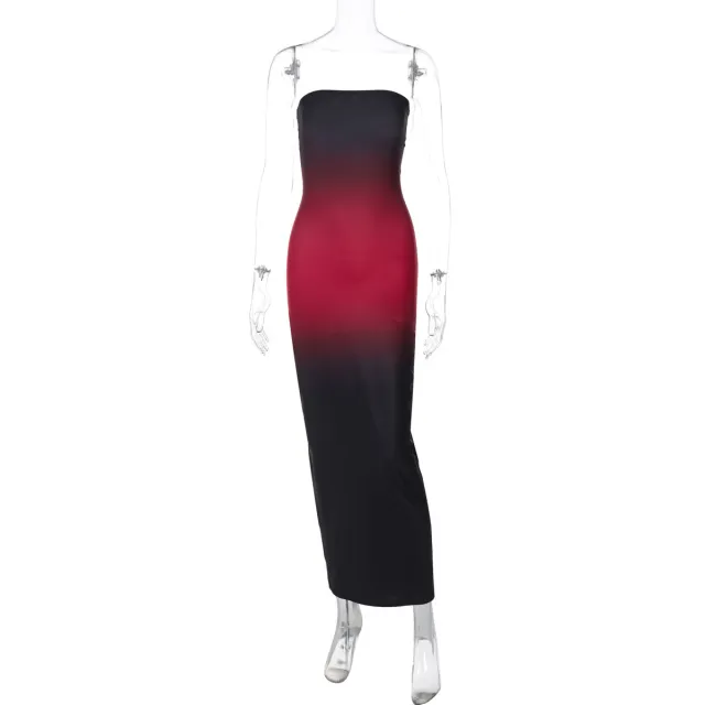 Off shoulder Color Matching Skinny Sheath Tube Top Dress Black - Shop at LoveMi
