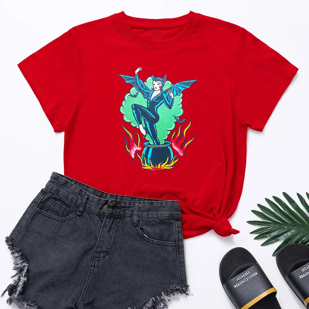 Fashion Personality Color Pattern Printing Short Sleeve Foreign Trade T-shirt Men And Women - Red