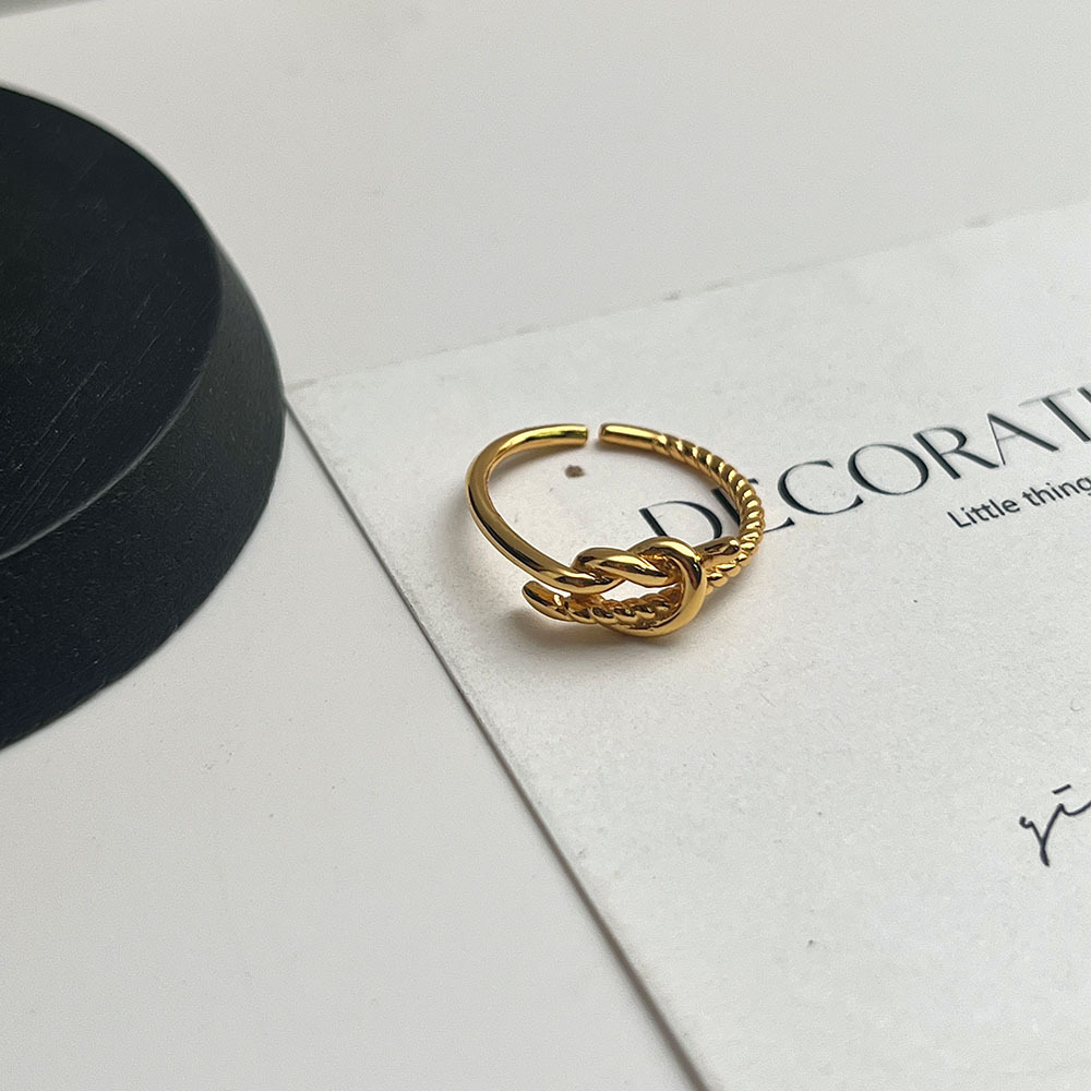 Sterling Silver Knotted Twisted Opening Ring Women