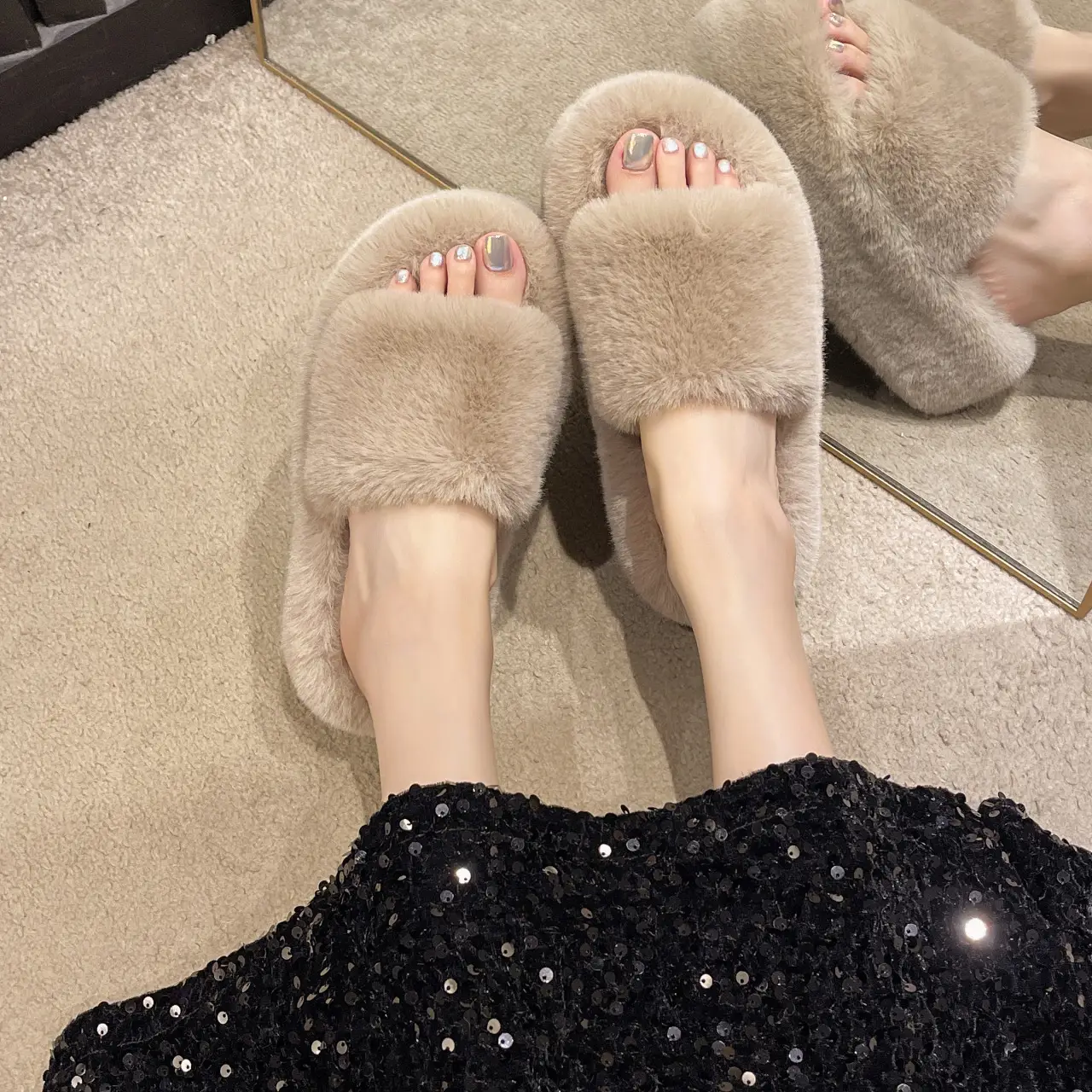 Women's Home Thick-soled Plush Slippers