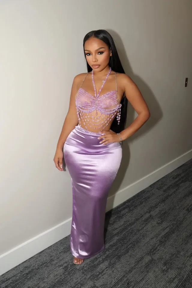 Slit Slim fitting Sheath Skirt Purple - Shop at LoveMi