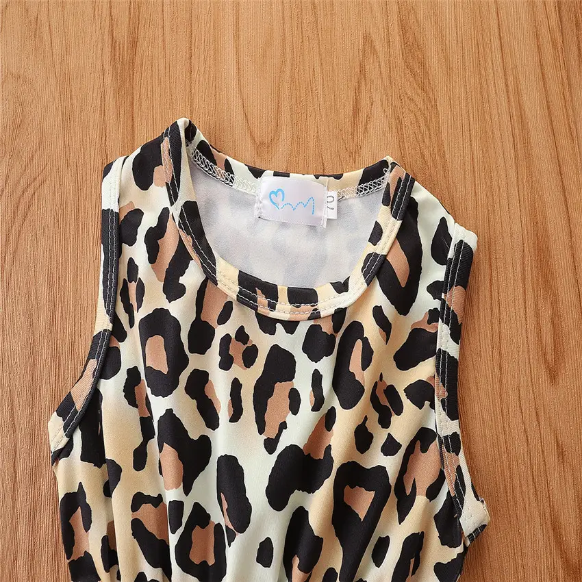 Summer Leopard Print Jumpsuit Cute Sleeveless Ball Triangle Rompers